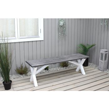 COUNTRY bench 140 cm, white/shabby chic grey