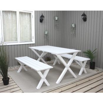COUNTRY bench set w. table 150 cm, white
