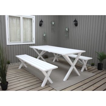 COUNTRY bench set w. table 190 cm, white