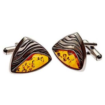 Amber and Silver Waves Cuff-Links