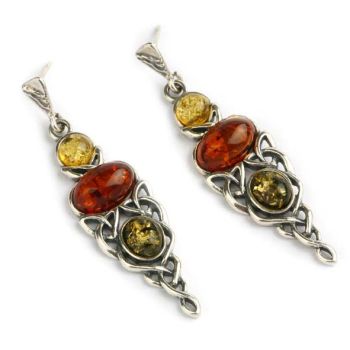 Criss-Cross Earrings with Three Tone Amber