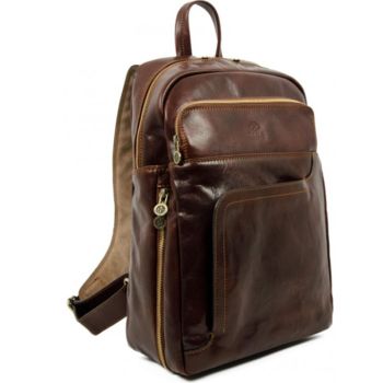 Dark Brown Large Leather Backpack - L.A. Confidential 