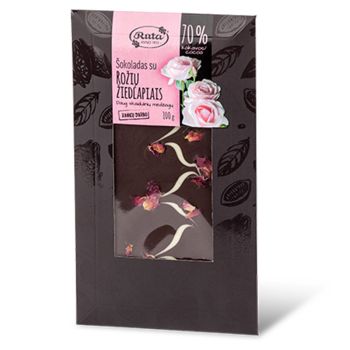 Dark chocolate with rose petals 
