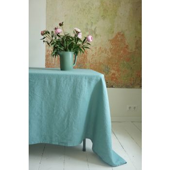Blue linen tablecloth, 140x180 cm. 