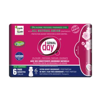 Extra Heavy/Postpartum Pads with Anion strip, Eco-certified, Hypoallergenic (N6 GD)