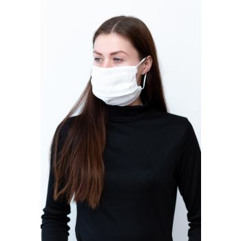 Natural Linen Mask - White with Pocket 