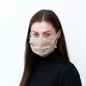 Natural Linen Mask - Brown with Pocket and Straps 