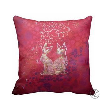 Hand painted SILK pillow cover / LOVE 