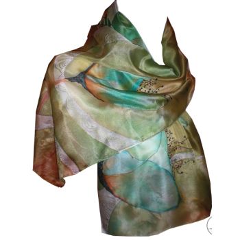 Hand Painted Silk Scarf - FLOWERS 