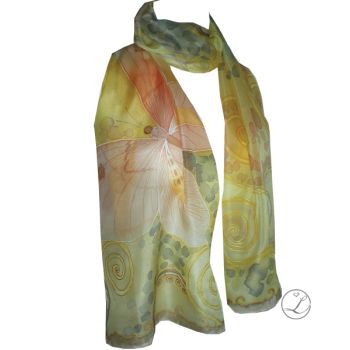 Hand painted silk scarf - Gentle Butterfly