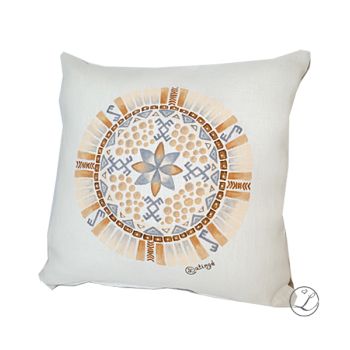 Hand painted Linen pillow cover /1-Baltic mandala 