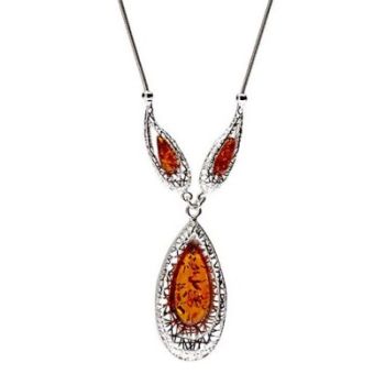 Amber and Silver Frame Necklace