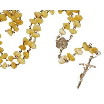 Amber Rosary with Silver Cross
