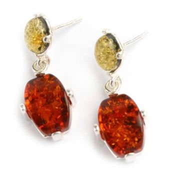 Two Color Amber Earrings