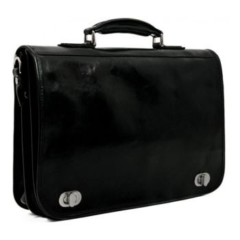 Black Leather Briefcase - Illusions 