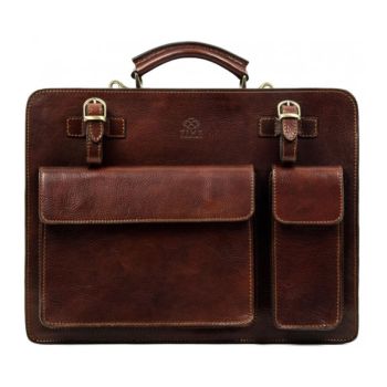 Brown Leather Satchel Work Bag - The Prophet 