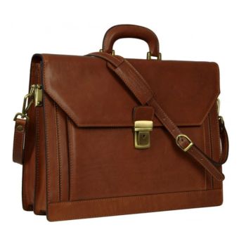 Almond Large Leather Briefcase - Invisible Man  