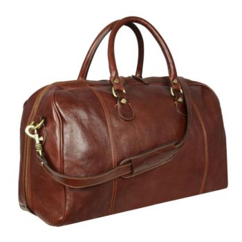 Brown Leather Duffel Bag - Monte Cristo 