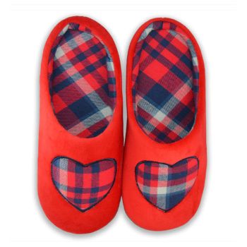 Red Checkered Heart Slippers