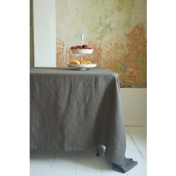 Taupe linen tablecloth, 140x180 cm. 