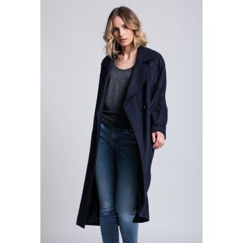 Thin Jersey Wool Coat TENDER color Dark Blue 